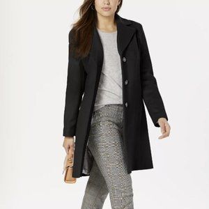 Calvin Klein Single-Breasted Wool Blend Coat Black